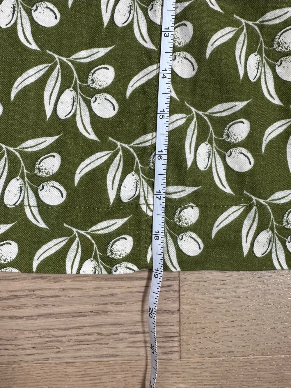 Anthropologie Olive Green Mini Skirt with White Botanical Print - Picture 11 of 11